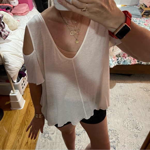 Free People Cold Shoulder Top-Ivory - Picture 3 of 12